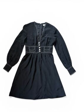 VINTAGE TIBI ARCHIVE Silk Mini Dress Dark Coquette Contrast Stitch Pearl Mod